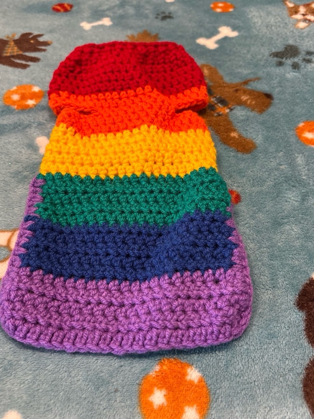 Handmade Rainbow Stripe Kids Crochet Hat - Multicolor small
